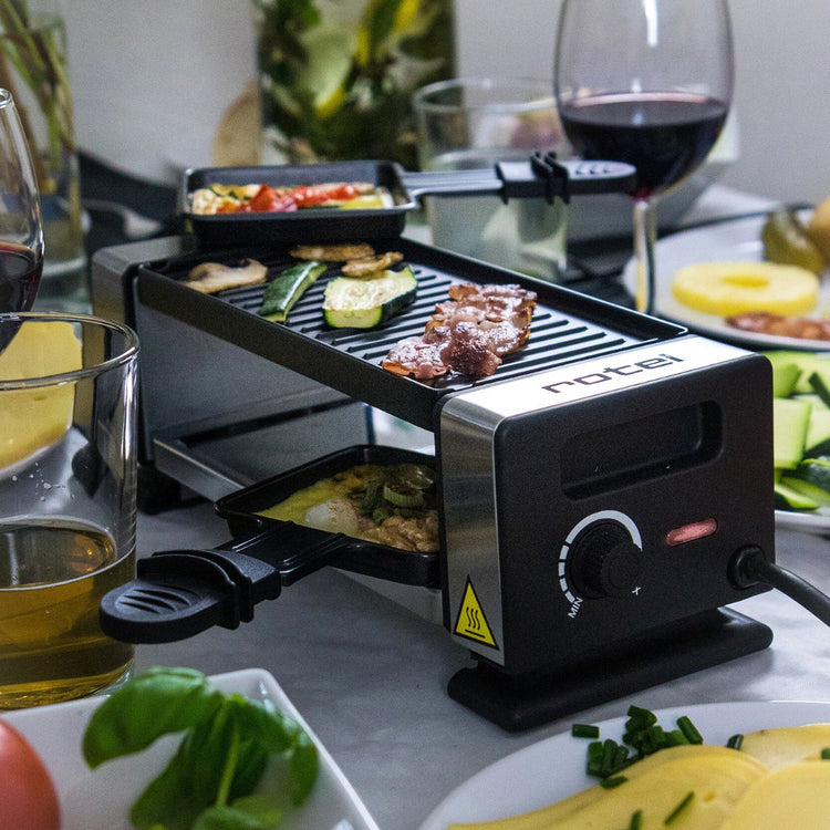 Appareil à raclette pour 2 personnes avec poêlons et spatules Rotel