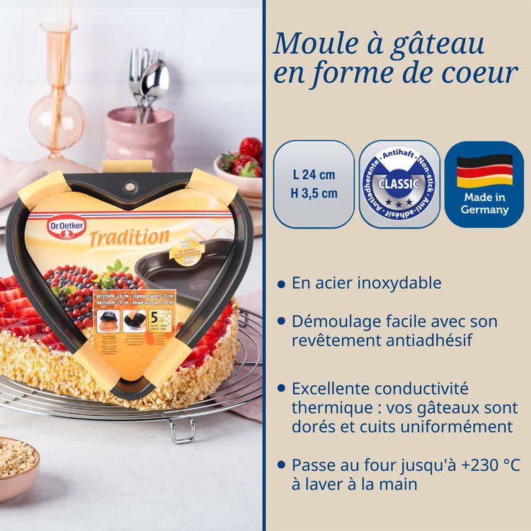 Lot de 2 moules à gâteaux 24/24 cm en acier Dr oetker Tradition
