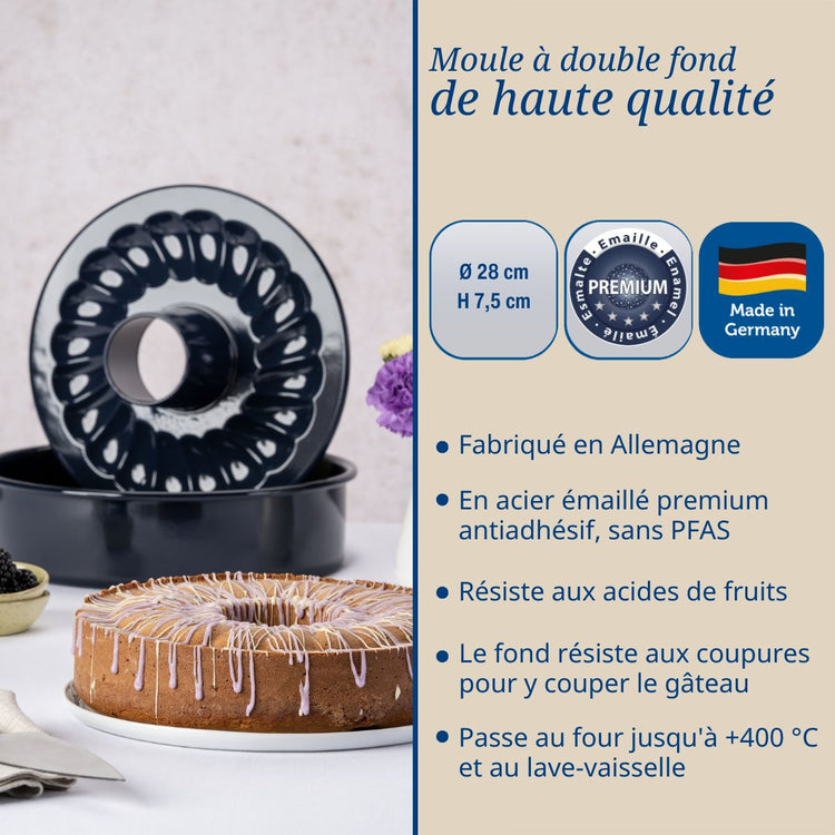 Ensemble de 2 Moules à manqué et savarin double fond 28 cm Dr. Oetker Back Liebe