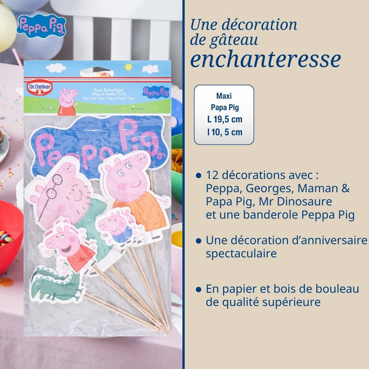 Ensemble de 24 décorations de gâteau d’anniversaire Dr. Oetker Peppa Pig
