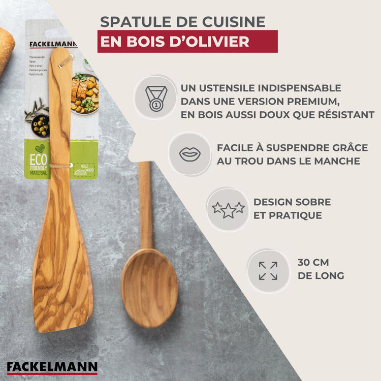 Ensemble de 2 Spatules de cuisine 30 cm Fackelmann Édition Bois d'olivier