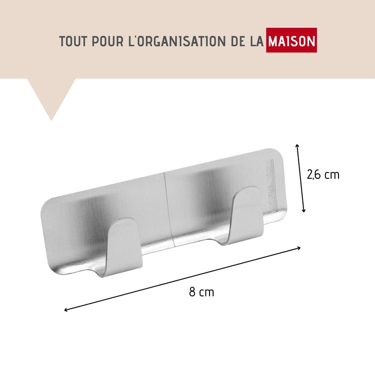 Lot de 2 crochets muraux adhésifs avec 2 crochets Fackelmann Tecno