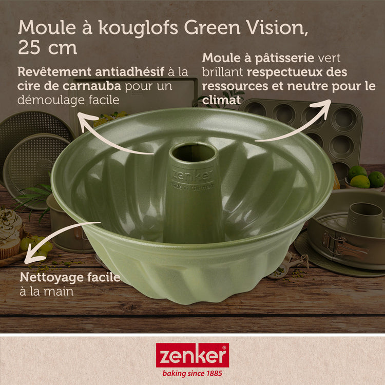 Lot de 2 moules à gâteaux 25/25 cm en acier avec cire de carnauba Zenker Green Vision