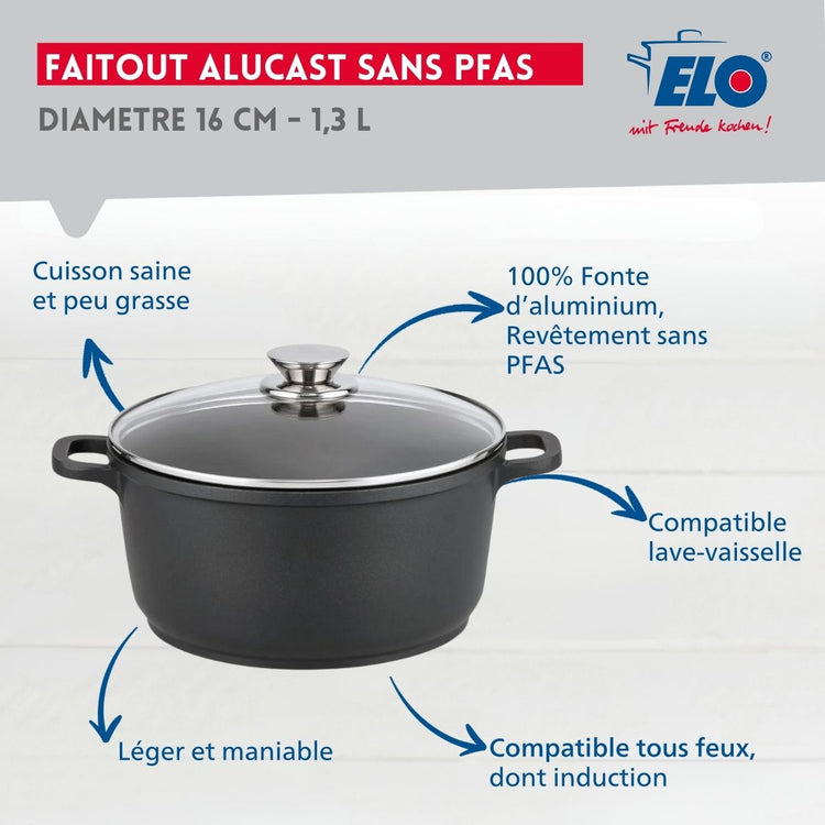 Faitout 16 cm sans PFAS Elo Alucast