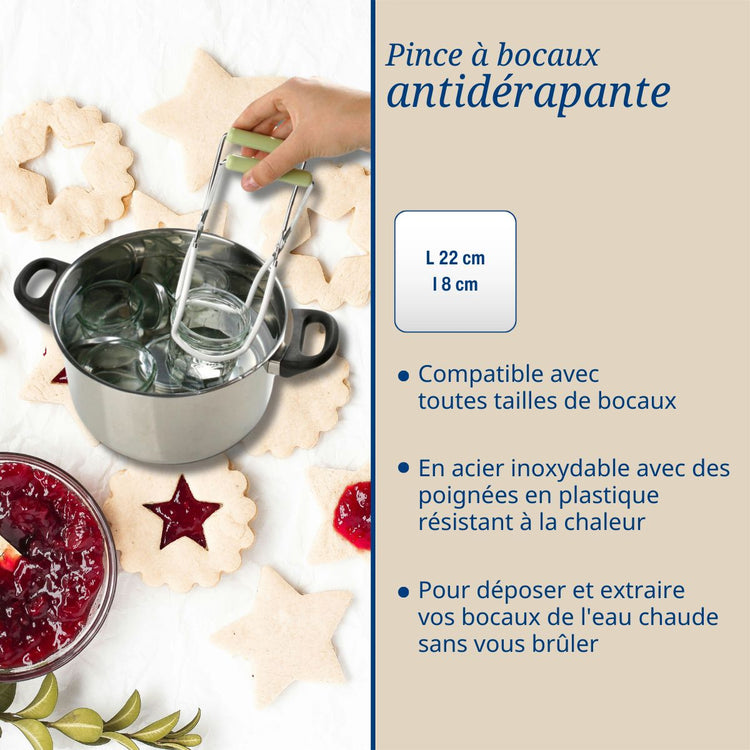 3 ustensiles pour confiture avec pince à bocaux, entonnoir et tissu filtrant Dr Oetker