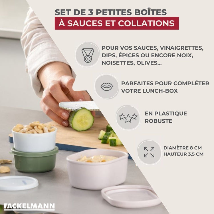 Set de 3 boîtes rondes à sauce ou épices Fackelmann Storage