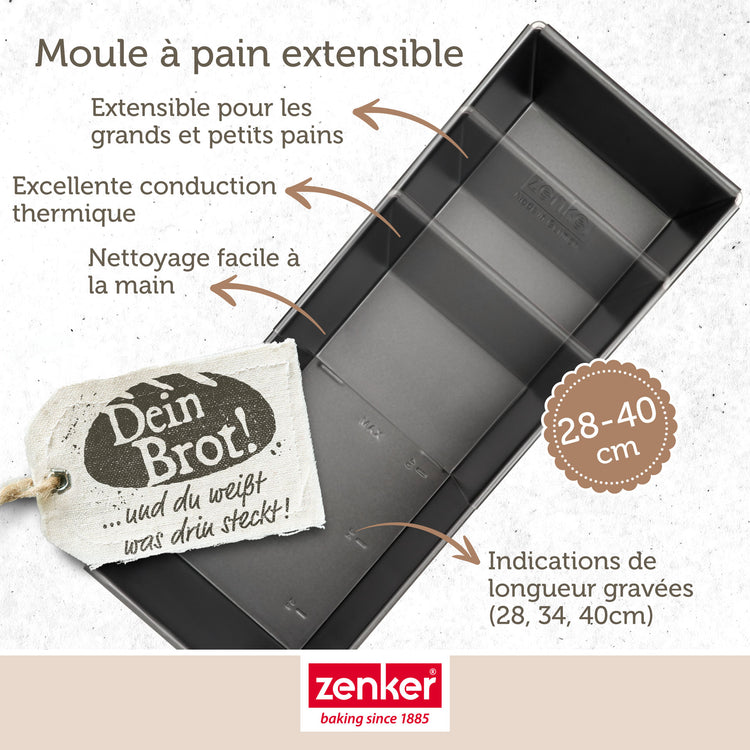 Lot de 2 Moules à cake extensibles de 28 à 40 cm Zenker Pure