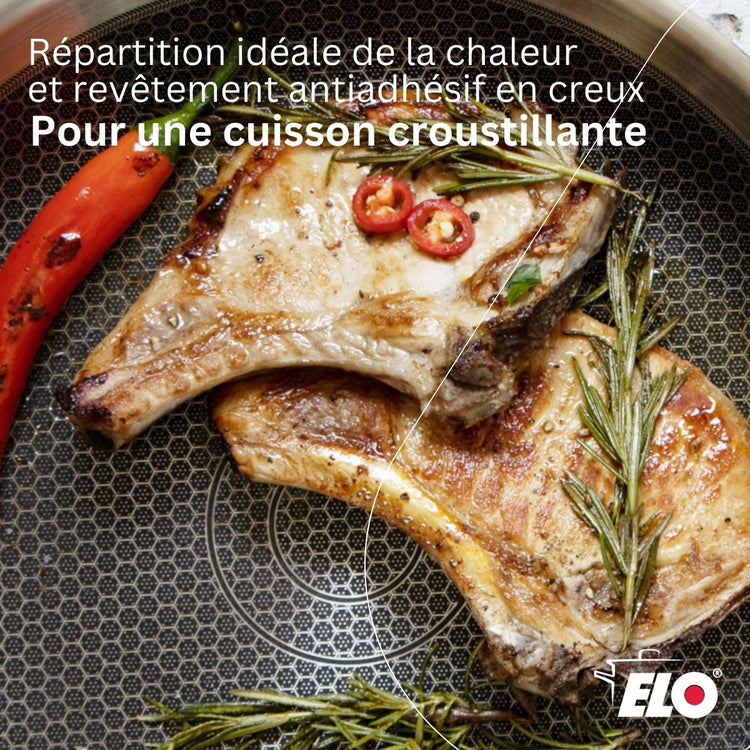 Poêle 24 cm en inox 18/10 Elo Relief Evolution