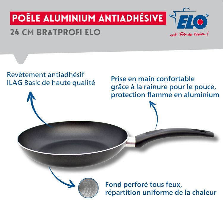 Poêle de cuisson avec revêtement anti-adhésif 24 cm Elo Bratprofi