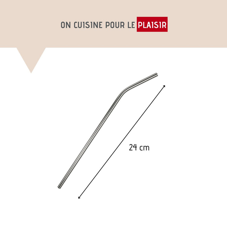 Lot de 4 pailles incurvées en inox avec goupillon Fackelmann Bar Concept