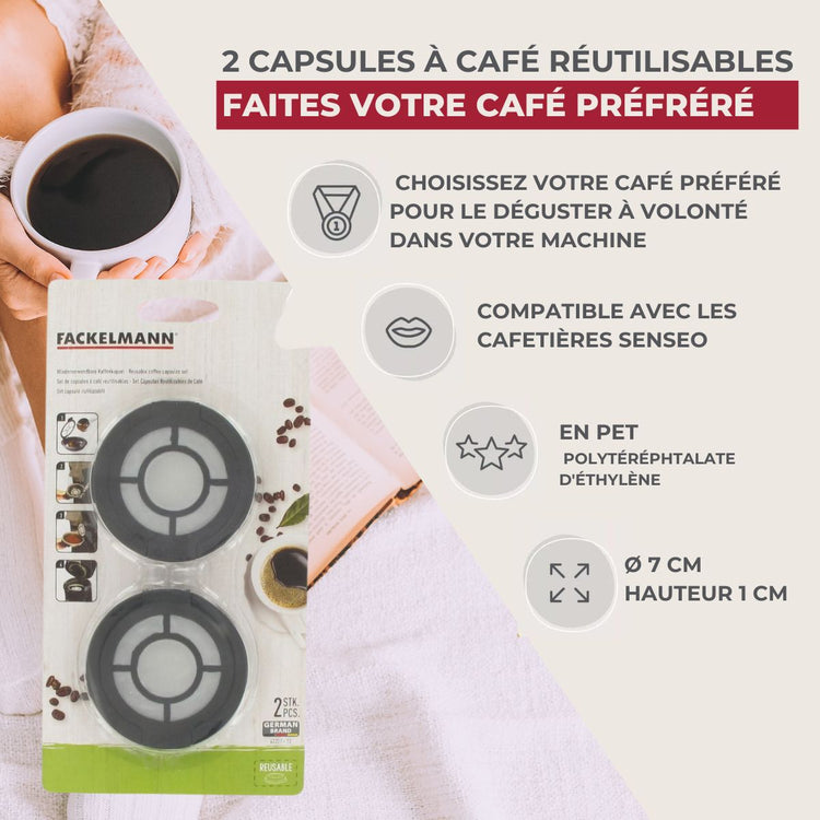 Ensemble de 4 capsules à café réemployables compatibles Senseo Fackelmann Petit Déjeuner