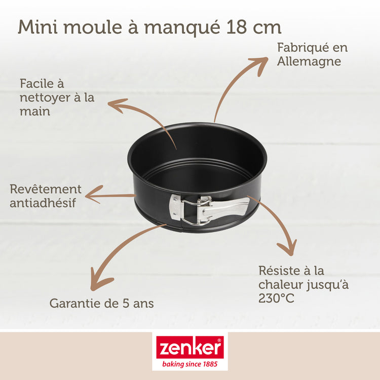 Lot de 1 moule à gâteaux 18,5 cm en acier 2 bols 25/20,5 cm en inox et 1 spatule pâtisserie 25 cm en plastique Spécial mini Spécial mini Zenker Spécial mini