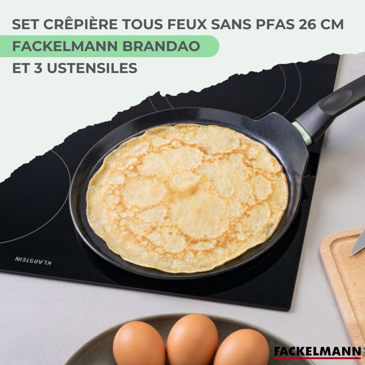 Set de 1 poêle de cuisson 26 cm en aluminium avec 3 ustensiles de cuisine Fackelmann Brandao