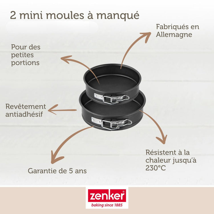 Lot de 2 mini moules à manqué à charnière de 12 cm et 16 cm Zenker Special Mini