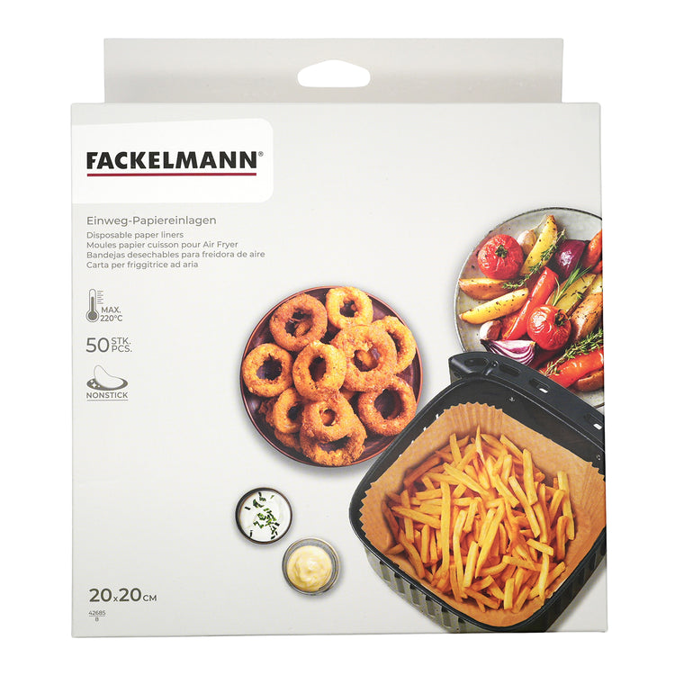 Ensemble de 300 Moules en papier pour air fryer carrés 20 cm Fackelmann Divers