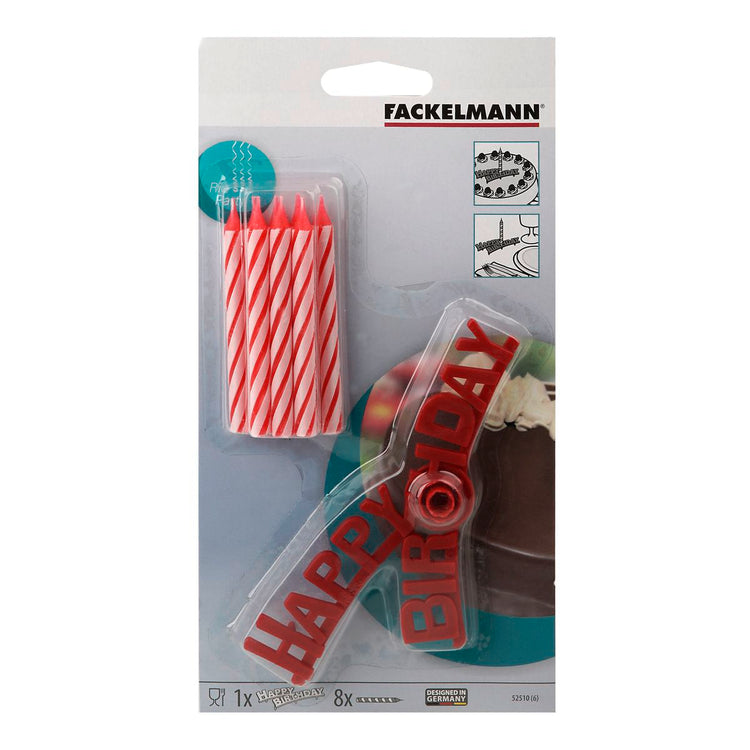 Lot de 2 bougies d'anniversaire avec support anniversaire Fackelmann Rio party