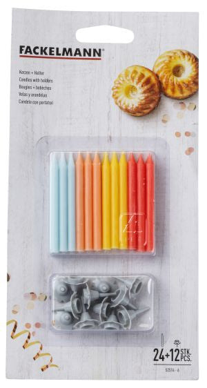 Lot de 2 Bougies avec 24 bobèches Fackelmann Rio party