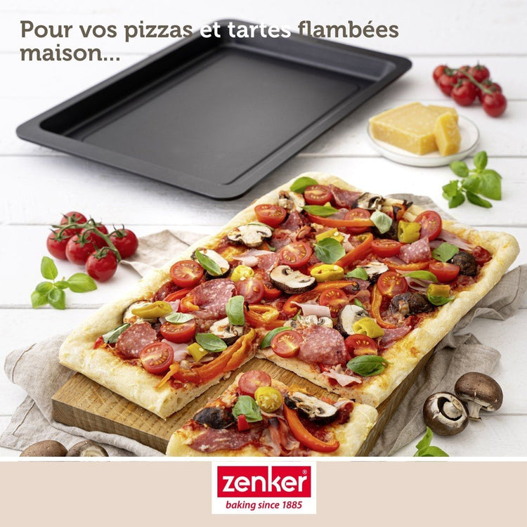 Lot de 2 plaques à pizza rectangulaires 42/29/2,5 cm en acier Spécial crountries Spécial crountries Zenker Spécial crountries