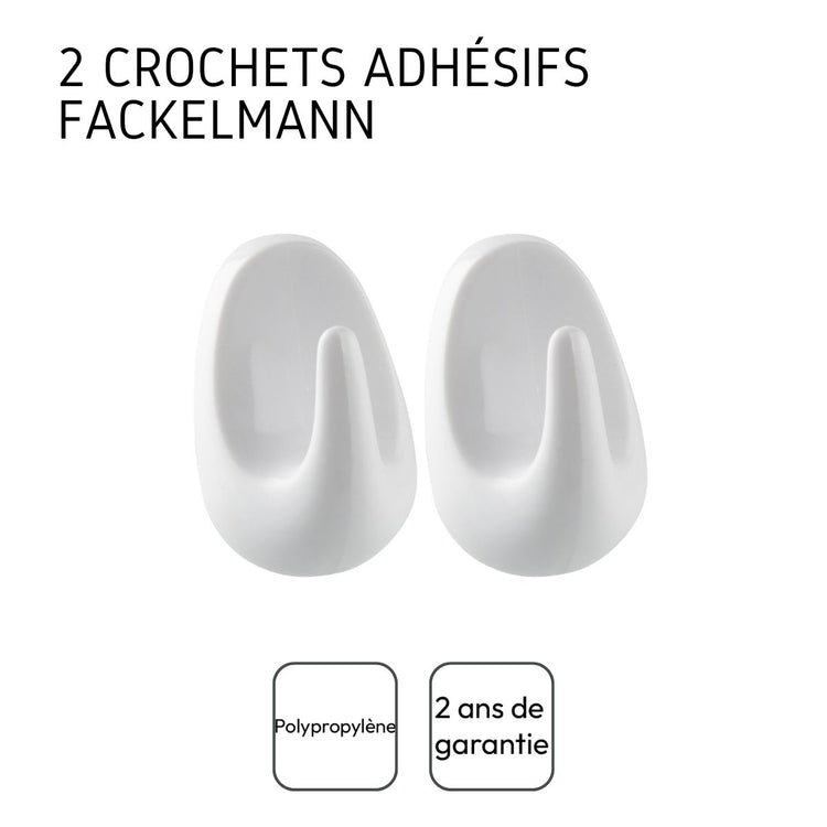 Crochets adhésifs en plastique lot de 4, dimensions 5 cm résistants et pratiques pour tous vos besoins Fackelmann Tecno