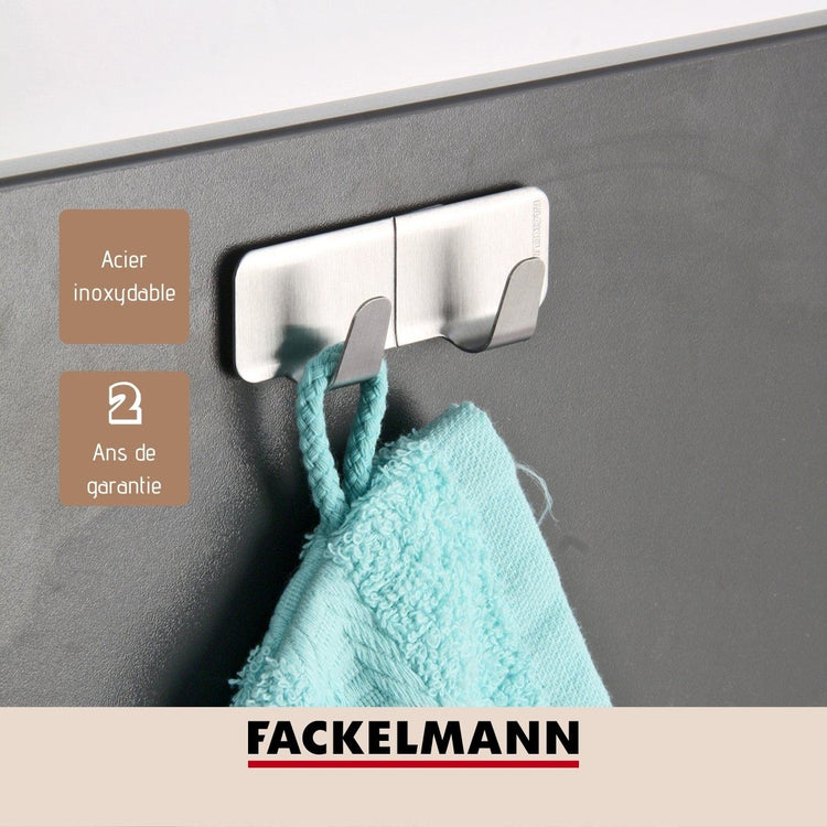 Lot de 2 crochets muraux adhésifs avec 2 crochets Fackelmann Tecno