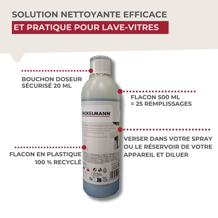 Nettoyant concentré pour lave vitres 500 ml Fackelmann