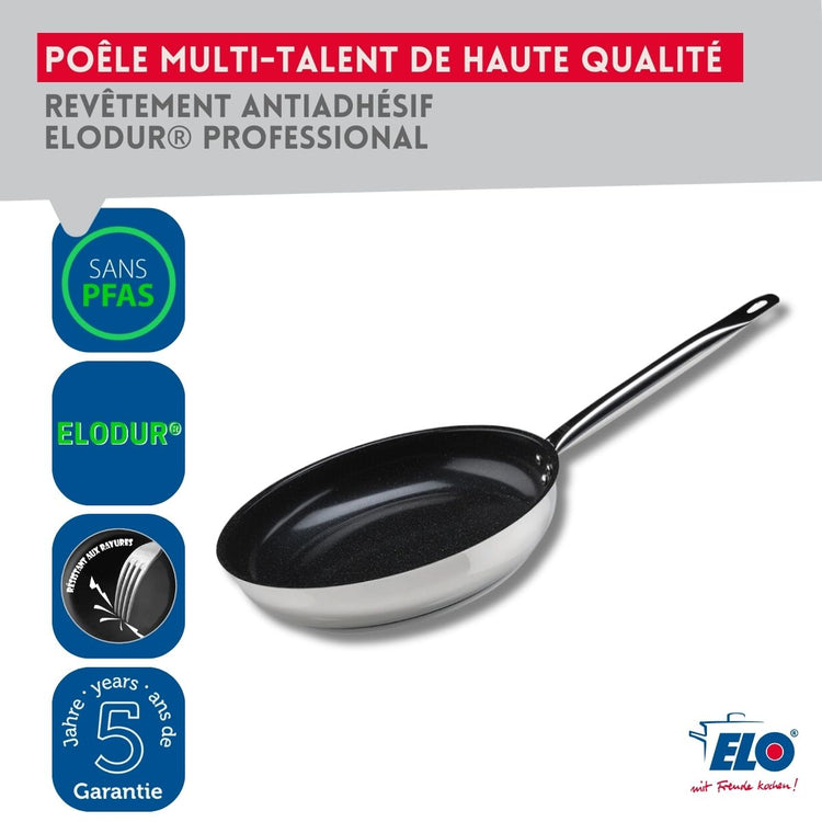 Set de 2 Poêles de cuisson avec revêtement céramique sans PFAS 28 cm et 32 cm Profi Therm Platinum Elo