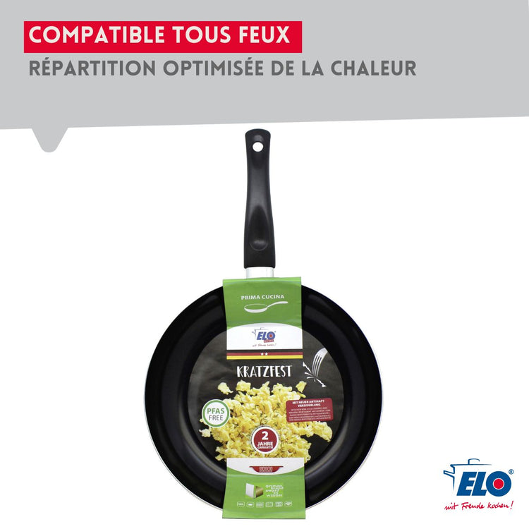 Set de 2 Poêles 28 et 32 cm céramique sans PFAS et 2 couvercles Elo Prima Cucina