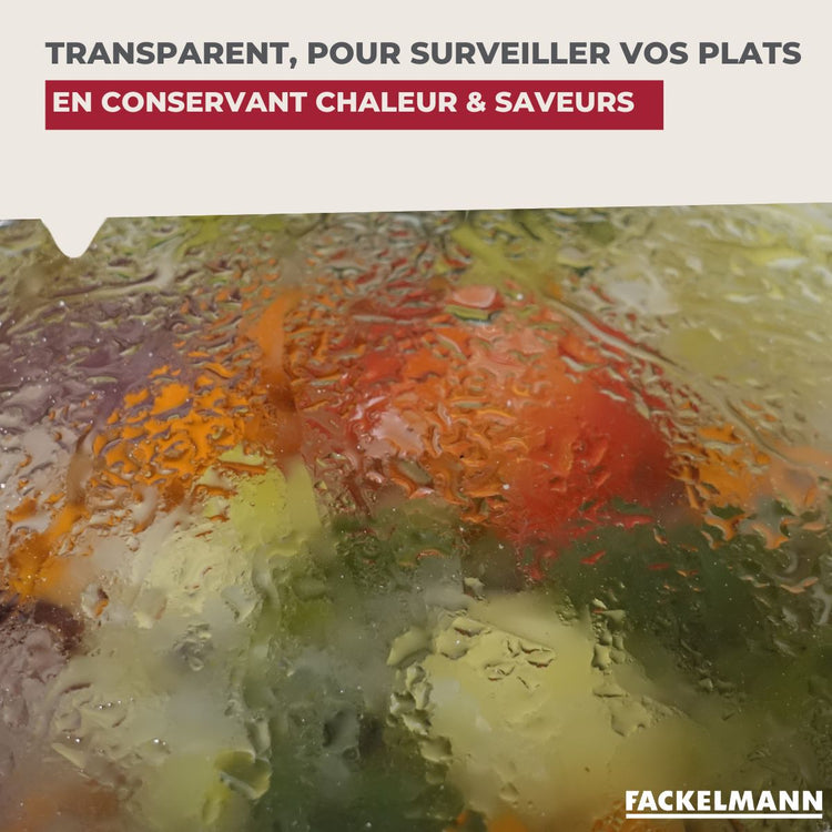 Couvercle de cuisson adaptable de 24 à 28 cm en verre et silicone Fackelmann