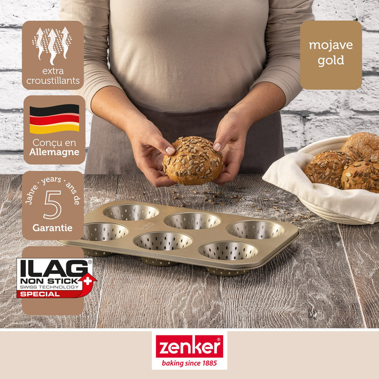 Moule à petits pains individuels ronds 6 empreintes Zenker Mojave Gold