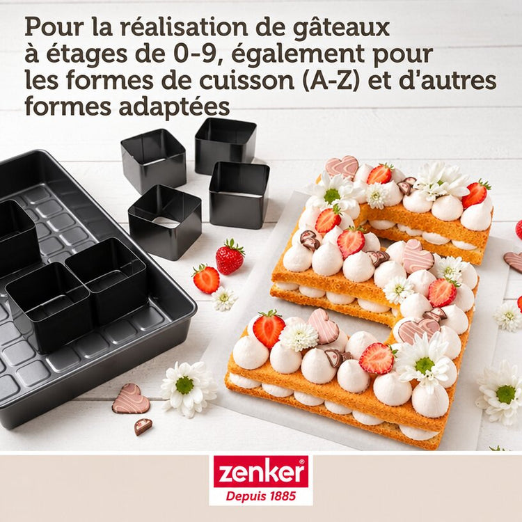 Moule à gâteau chiffres et lettres sans PFAS, set de 9 pièces Zenker