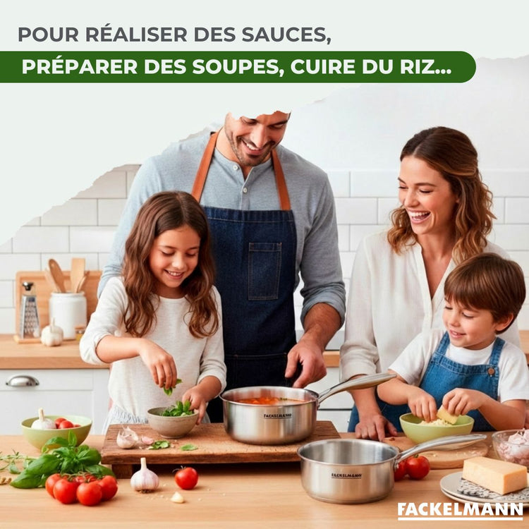 3 Casseroles 14 16 et 18 cm inox 18/10 Triply Fackelmann Vita3