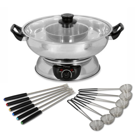 Appareil à fondue chinoise 2 compartiments avec fourchettes et passoires Rotel