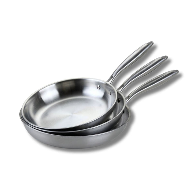 3 poêles 20 24 cm et 28 cm inox 18/10 Triply Fackelmann Vita3