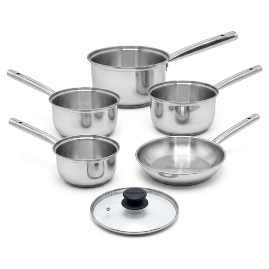 Lot de 4 casseroles 16/18/20/22 cm en inox et 1 poêle à frire 20 cm Fackelmann Rhona