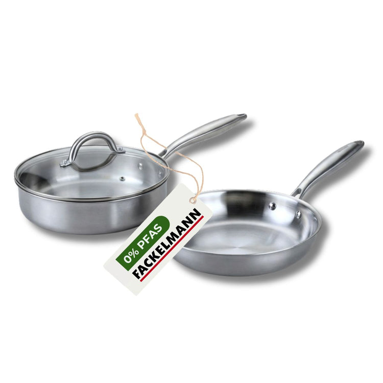 Set de 2 poêles de cuisson 24 cm en inox sans PFAS Fackelmann Vita3