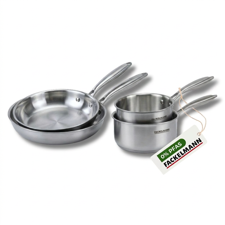 Batterie de cuisine avec 2 poêles 20/26 cm et 2 casseroles 14/18 cm sans PFAS Fackelmann Vita3