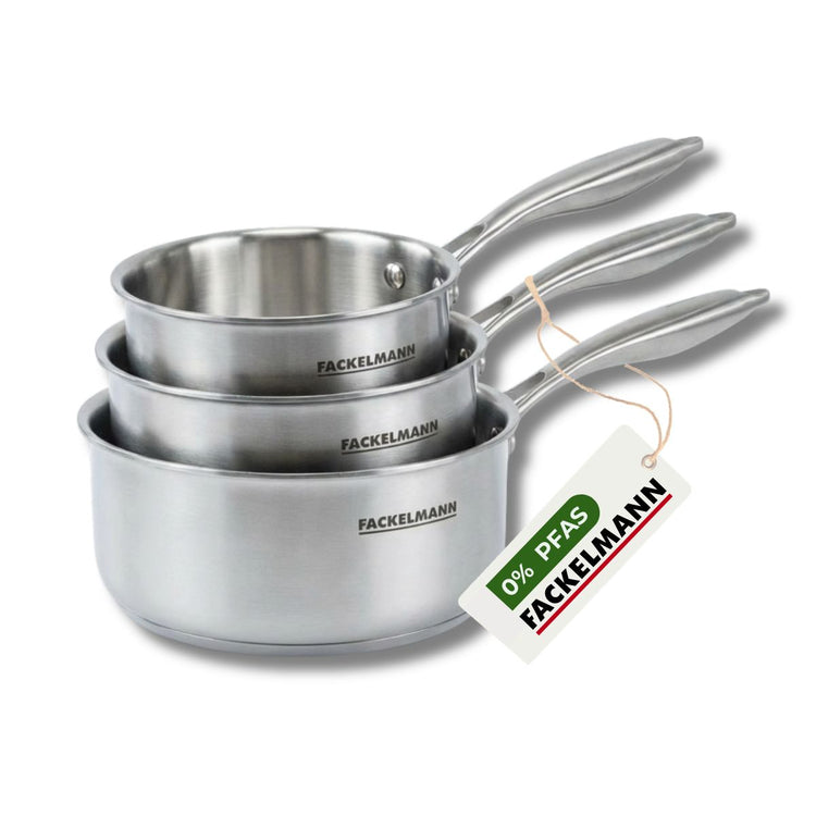 3 Casseroles 14 16 et 18 cm inox 18/10 Triply Fackelmann Vita3