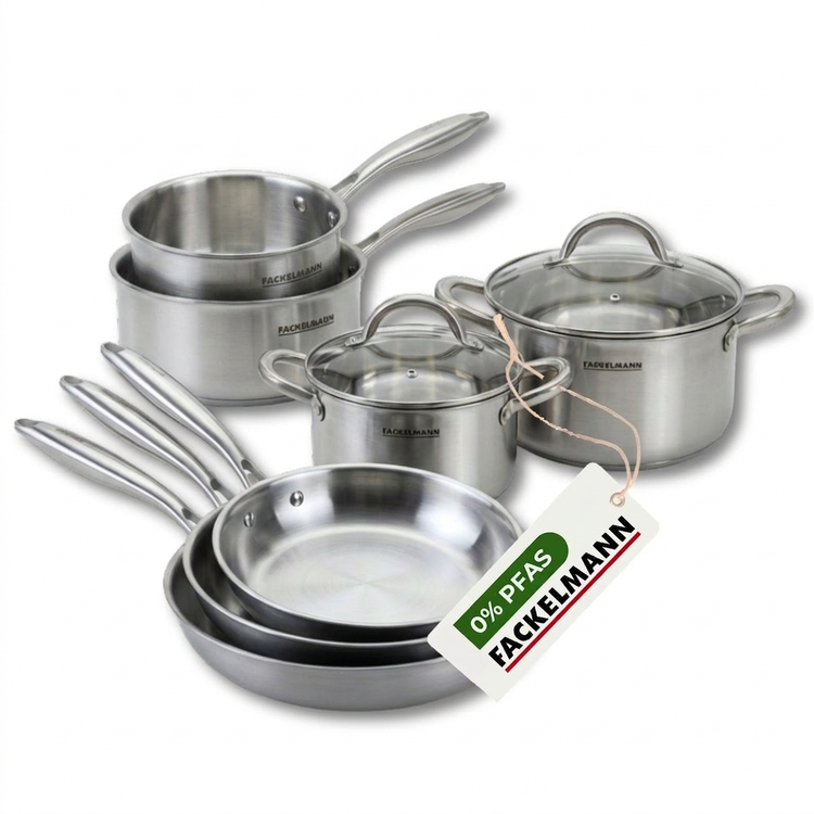Batterie de cuisine avec 3 poêles 20/26/28 cm 2 casseroles 14/18 cm et 2 faitouts 20/24 cm sans PFAS Fackelmann Vita3