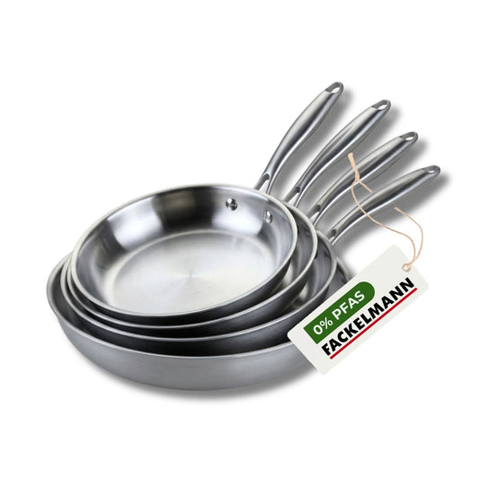 4 poêles 20 24 26 et 28 cm inox 18/10 Triply Fackelmann Vita3