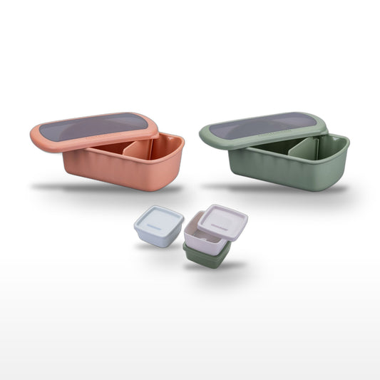 Lot de 2 lunch box 1L avec 3 boîtes à sauce Fackelmann Storage