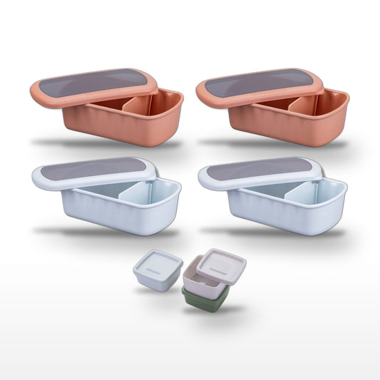 Lot de 4 lunchbox 1L avec 3 boites à sauce Fackelmann Storage