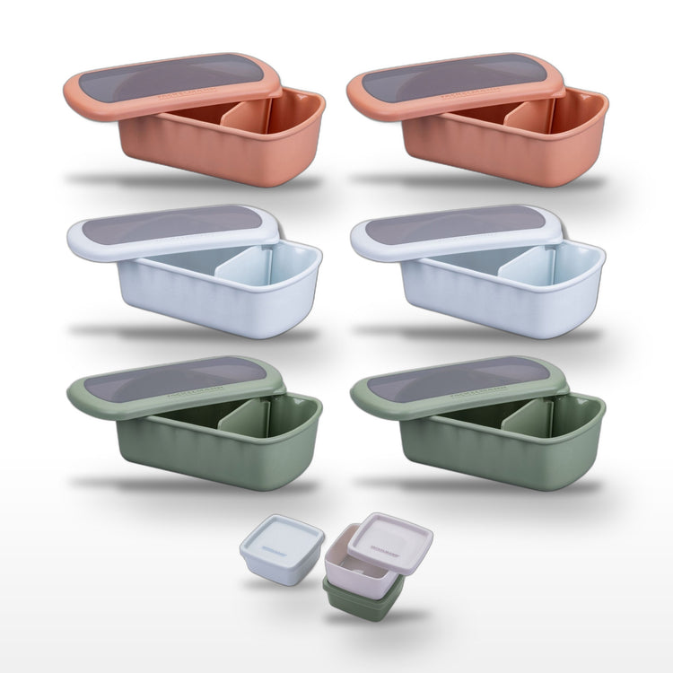 Lot de 6 lunch box 1L avec 3 boites à sauce Fackelmann Storage