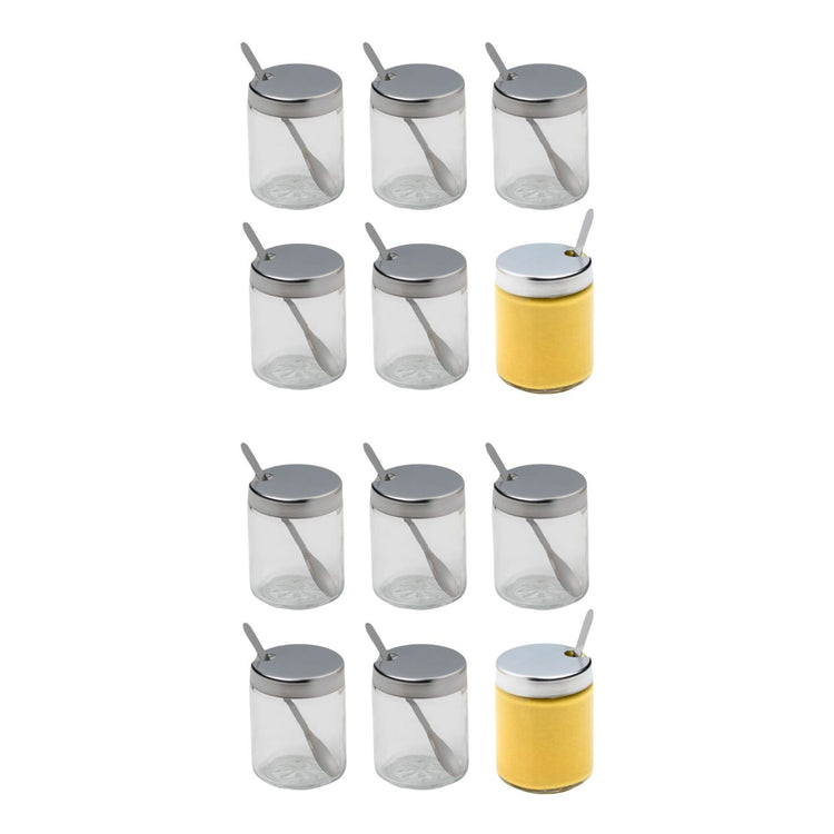 Set de 2 moutardiers en verre et inox Fackelmann Basic
