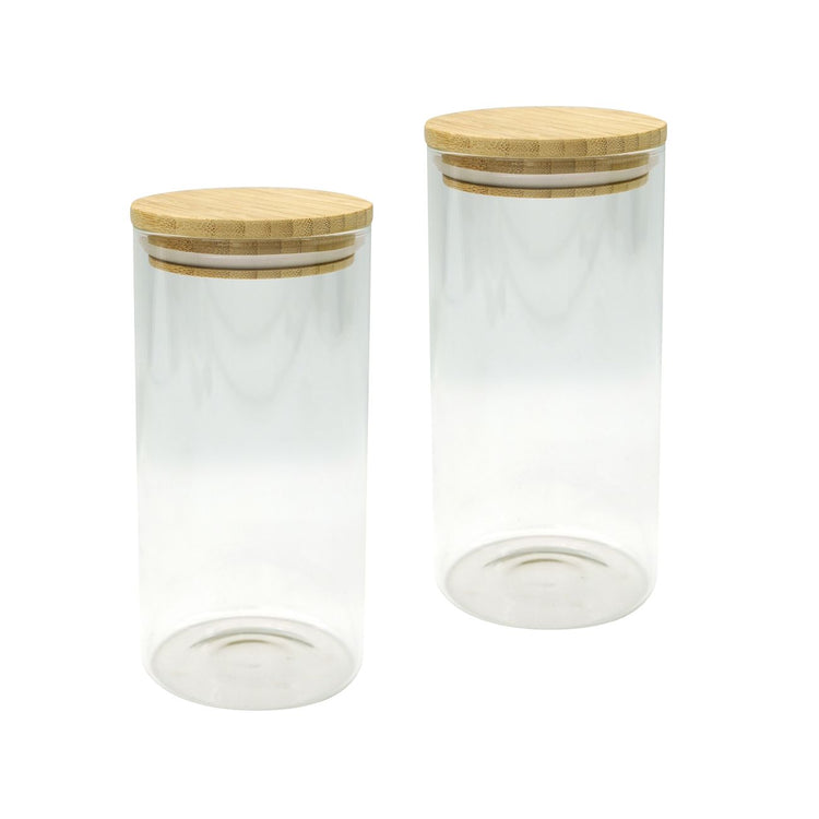 Lot de 2 boîtes hermétiques alimentaires en verre 1,5L avec 2 ustensiles de cuisine Fackelmann Nature Divers