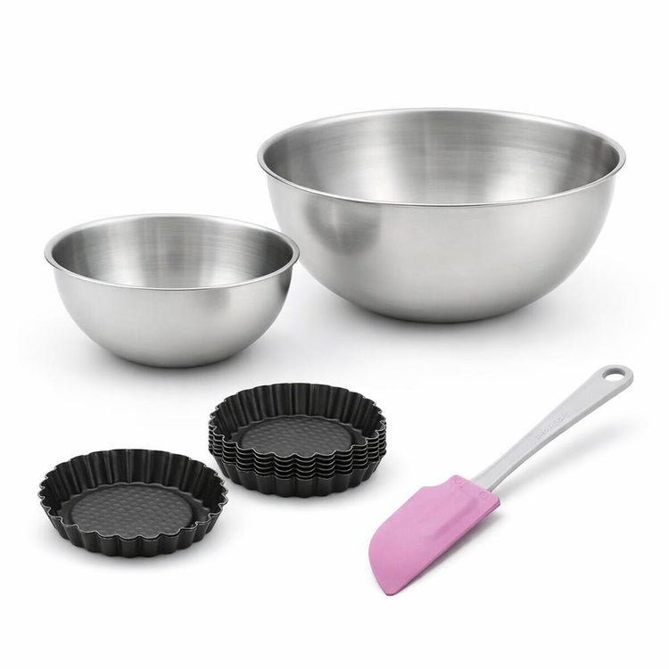 Set de 9 ustensiles de pâtisserie 6 moules à gâteaux 2 bols et 1 spatule Black mettallic Black mettallic Zenker Black mettallic