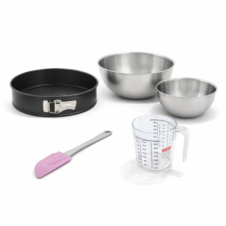 Set pâtisserie avec moule à manqué 24 cm, 2 bols à mixer, verre mesureur et spatule Zenker