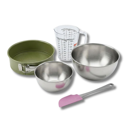 Set de 5 ustensiles de pâtisserie moule à manqué bols spatule et verre doseur Zenker Green Vision