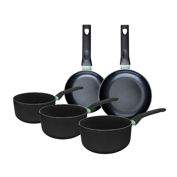 Ensemble de 2 poêles de 16 et 20 cm et 3 casseroles 16, 18 et 20 cm Fackelmann Brandao