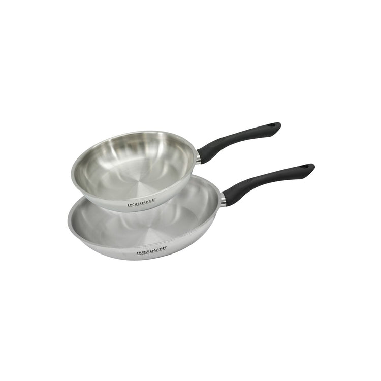 Set 2 poêles 24 et 28 cm en inox Fackelmann Geneva