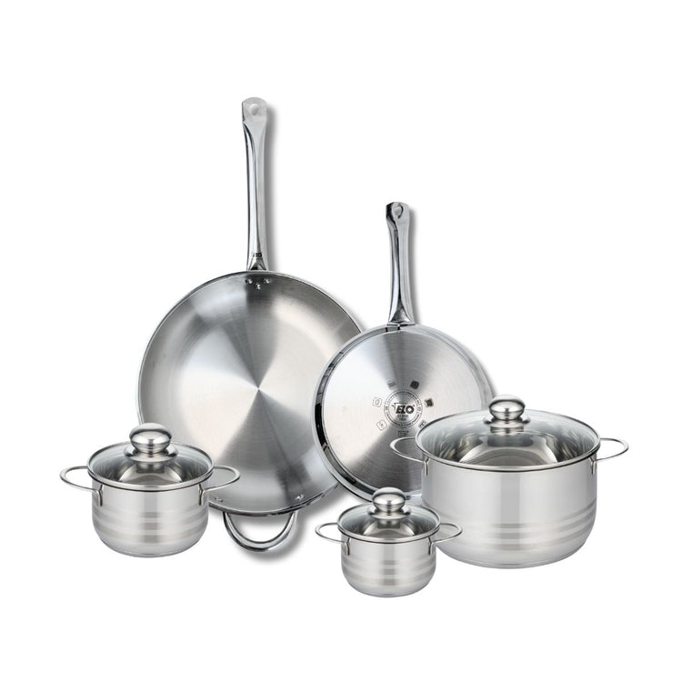 Ensemble de 2 Poêles de cuisson 24 et 32 cm et 3 faitouts 12, 14 et 20 cm Elo Profi Brillant